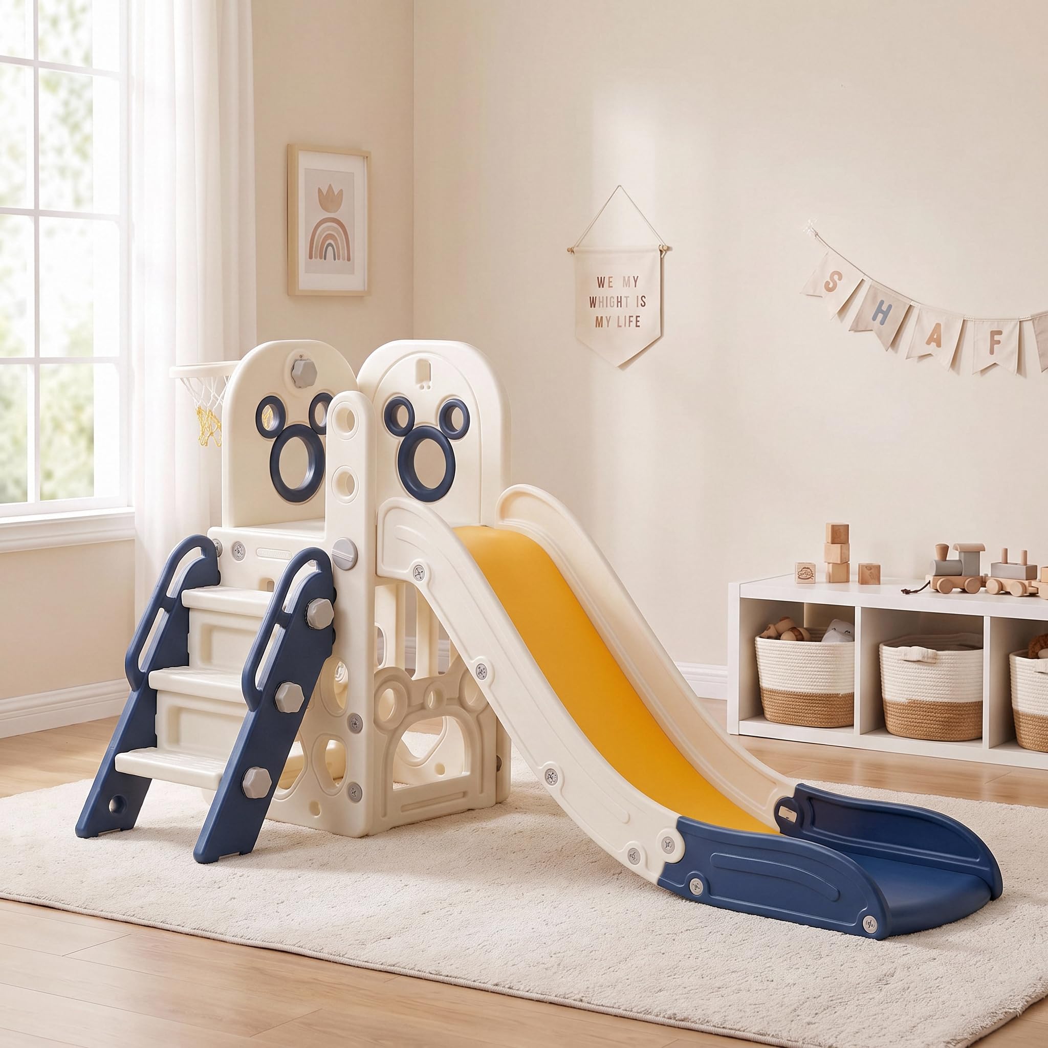 Kids Outdoor Climber - 6 in 1 Toddler Slide Playset,