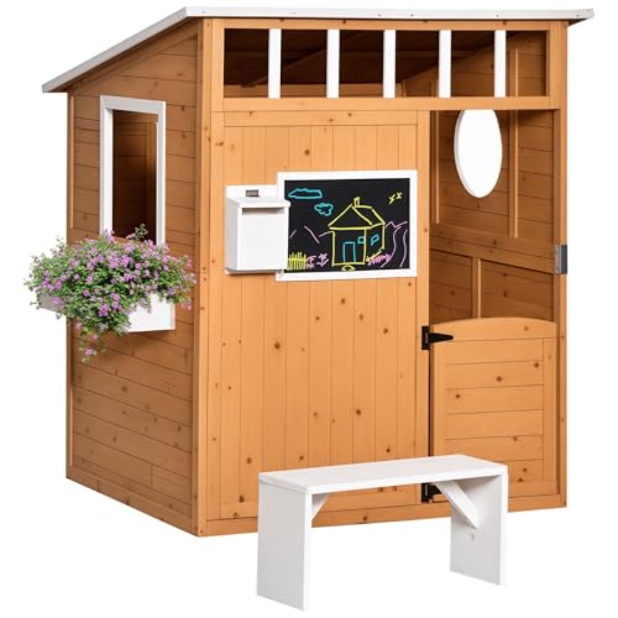Outdoor Wooden Playhouse For K - Kids Outdoor Bench 评论和价格