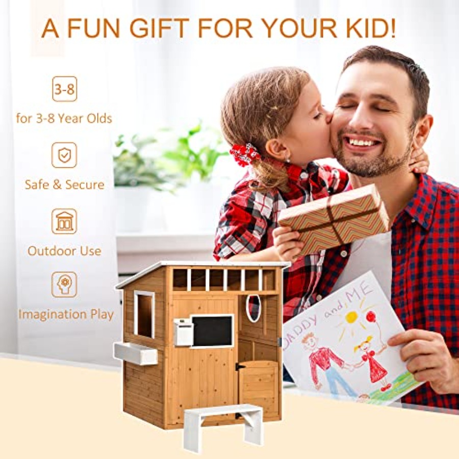 Outdoor Wooden Playhouse For K - Kids Outdoor Bench 评论和价格