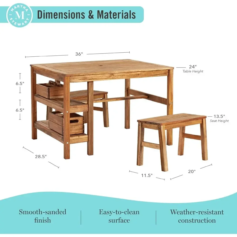 Kids Outdoor Crat Table and 2  - Kids Outdoor Bench 评论和价格