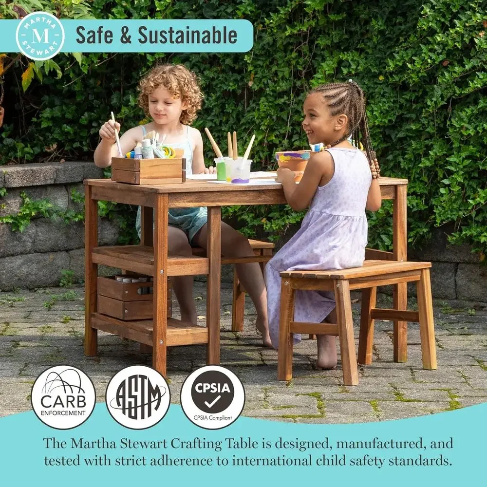 Kids Outdoor Crat Table and 2  - Kids Outdoor Bench 评论和价格