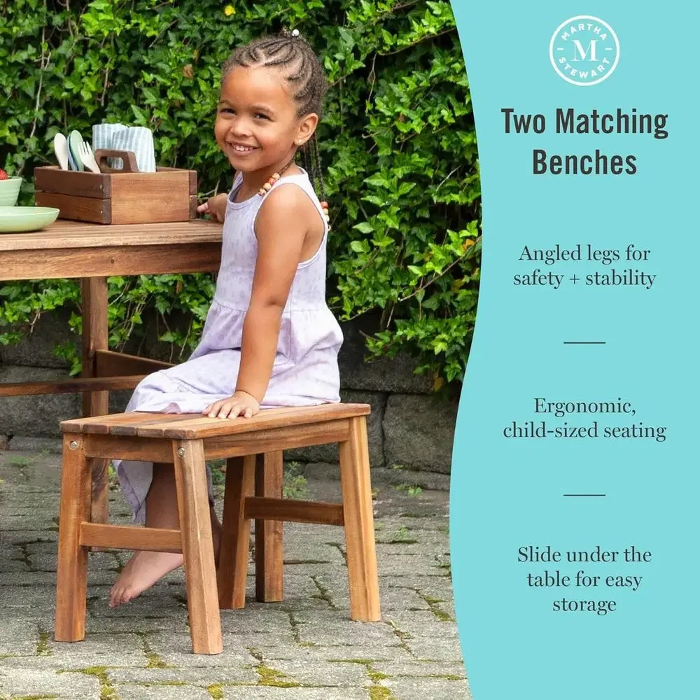 Kids Outdoor Crat Table and 2  - Kids Outdoor Bench 评论和价格