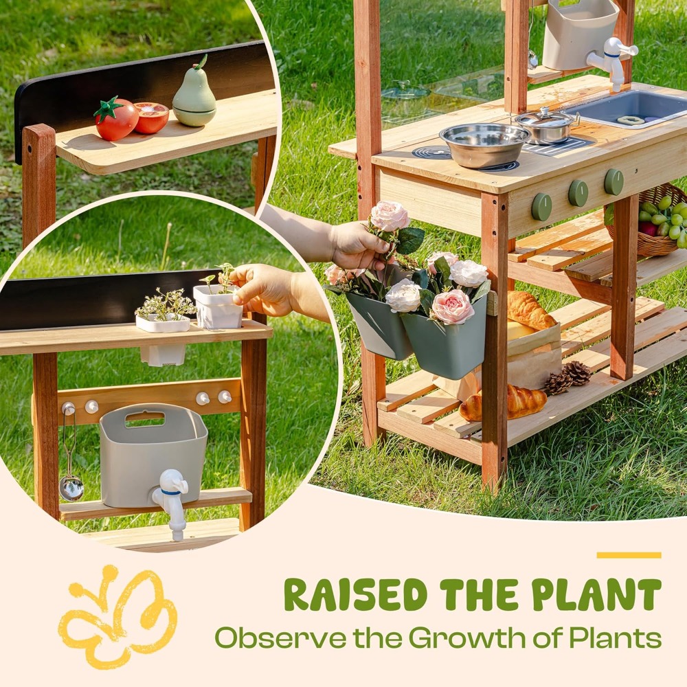 US Shipping Wooden Mud Kitchen - Kids Outdoor Mud Kitchen 评论和价格