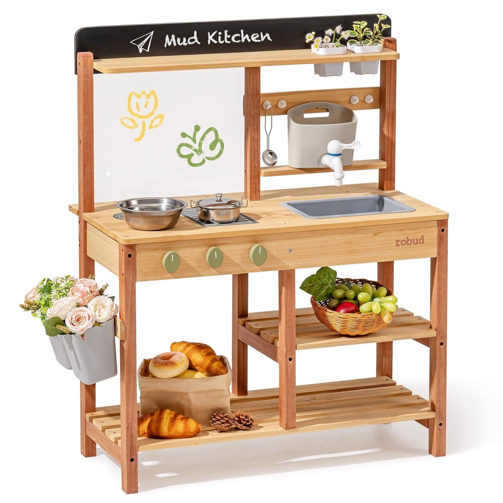 US Shipping Wooden Mud Kitchen - Kids Outdoor Mud Kitchen 评论和价格