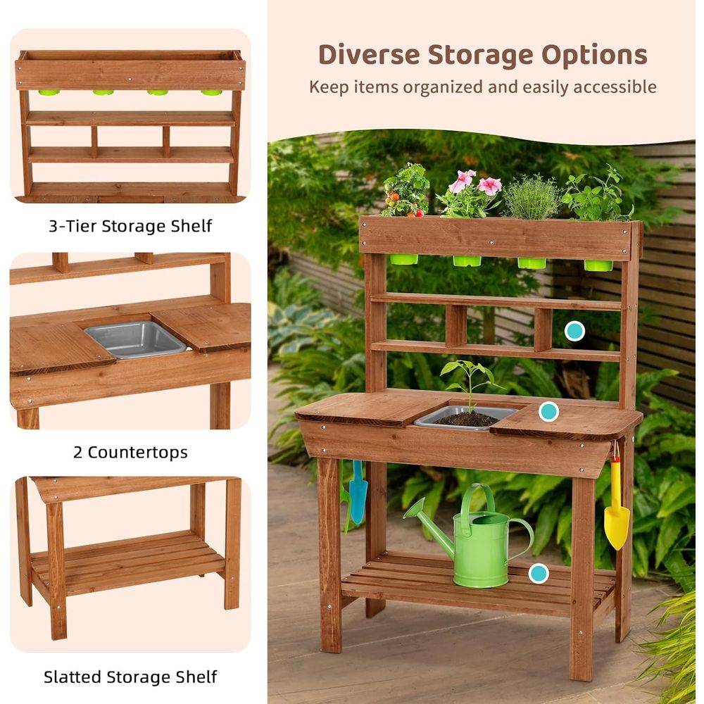 OOOK Kids Mud Kitchen, ir Wood - Kids Outdoor Bench 评论和价格
