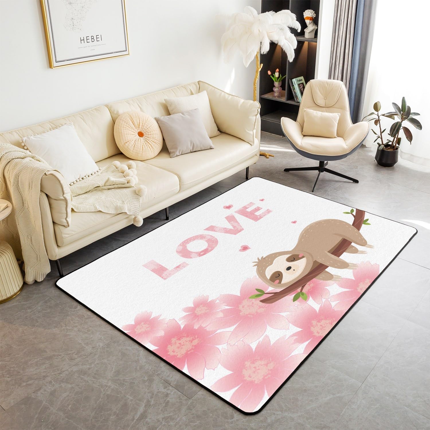 Cute Sloth Area Carpet Kids Ca - Kids Outdoor Zoo 评论和价格