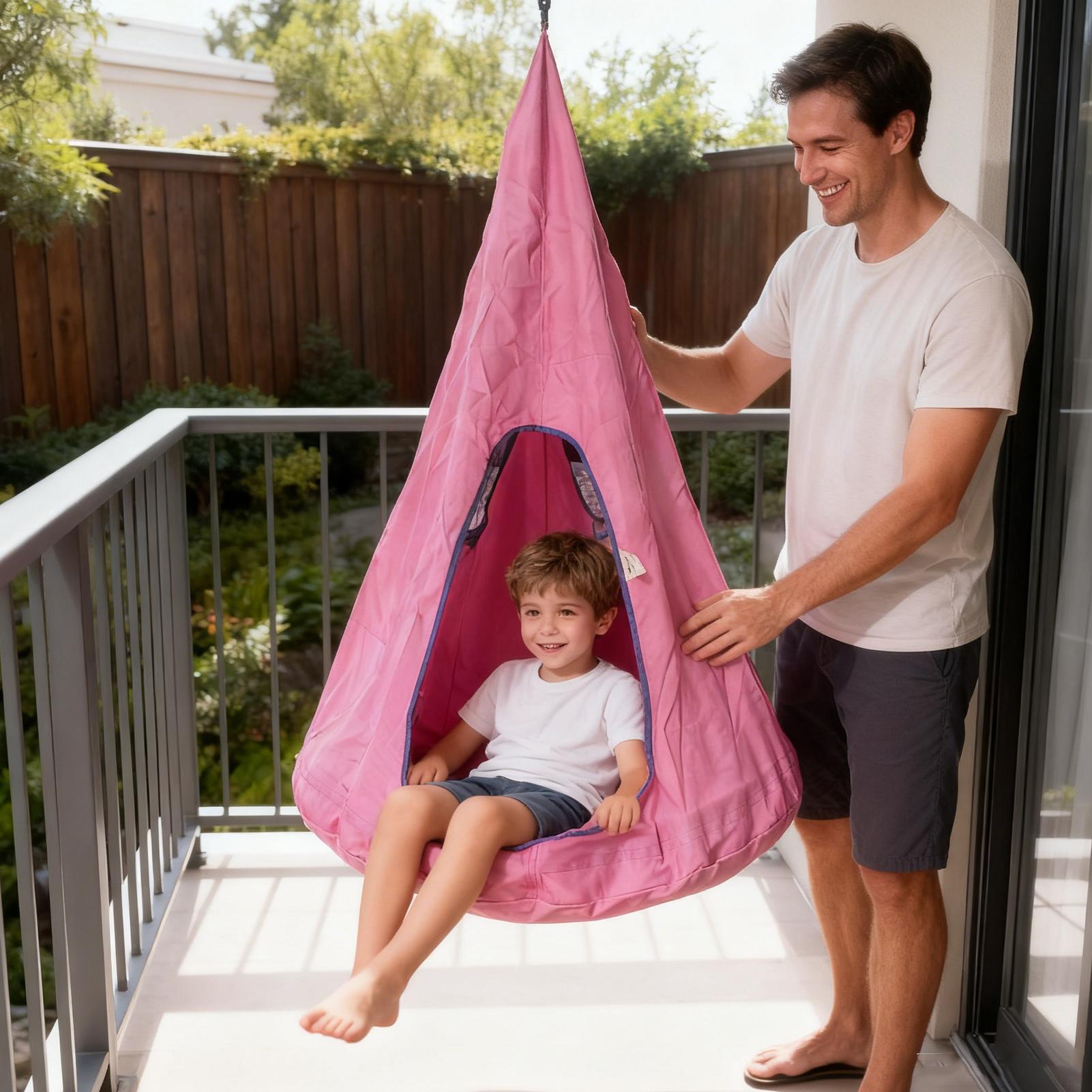 Kids Pod Swing Seat With Cushi - Kids Outdoor Nest Swing 评论和价格